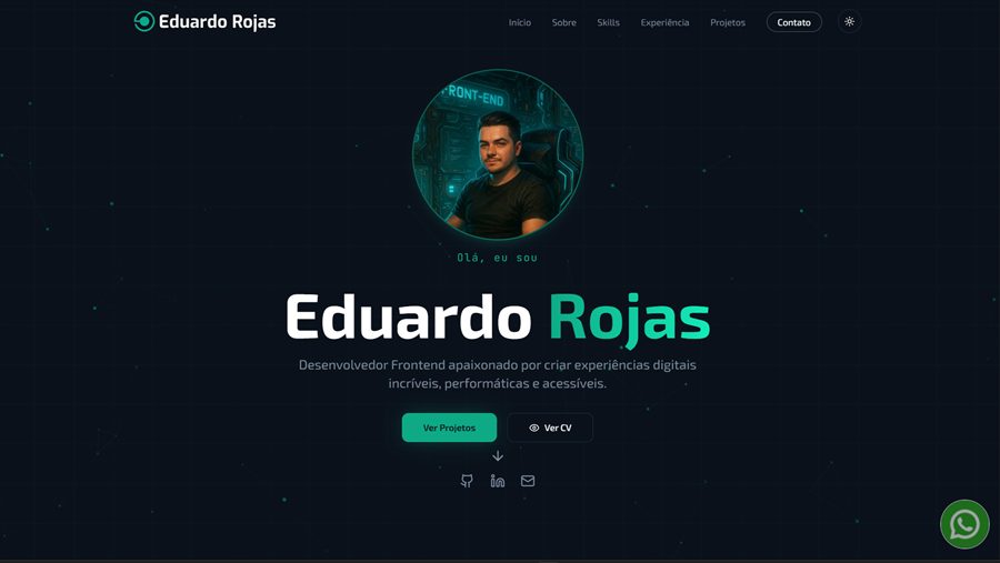 Portfólio do desenvolvedor Eduardo Rojas, desenvolvido pela SitesVeloz